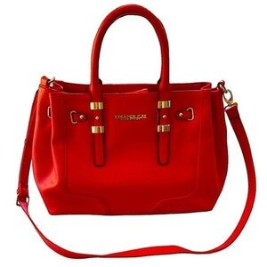 Jones New York Red Satchel Handbag Crossbody Shoulder Bag Work bag Travel Bag
